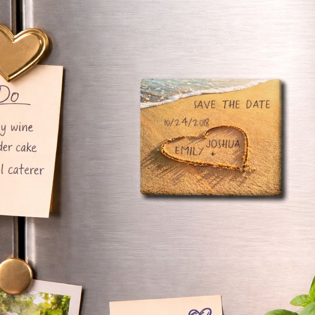 Heart in the Sand Tropical Beach Save the Date Magnet (Creator Uploaded)