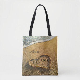 Heart in the Sand Tropical Beach Tote Bag