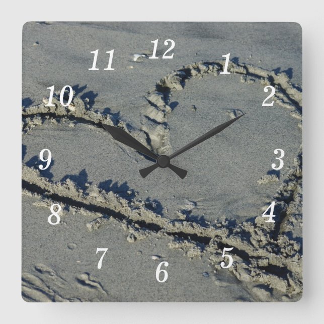 Heart In The Sand Wall Clock (Front)