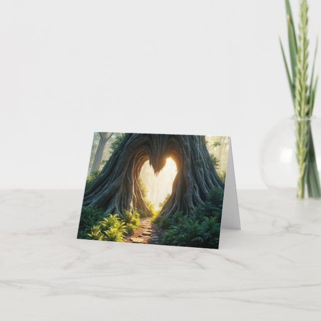 Heart In Tree Trunk Note Card (Front)
