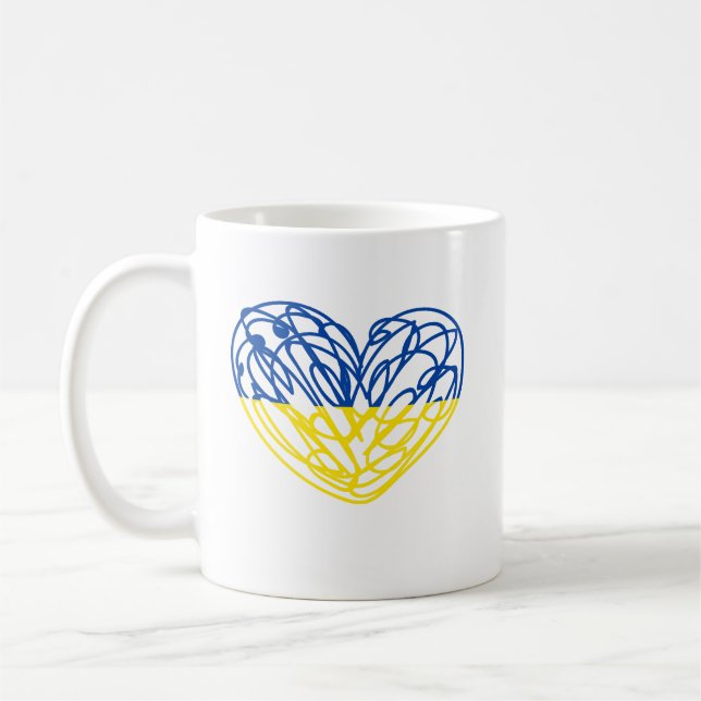 Heart in Ukrainian flag colours. Ukraine Coffee Mug (Left)