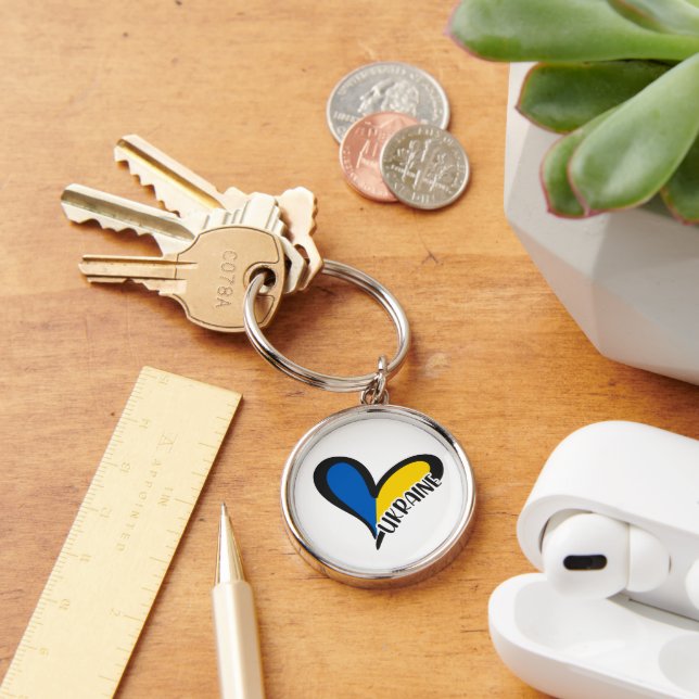 Heart in Ukrainian flag colours. Ukraine Keychain (Desk)