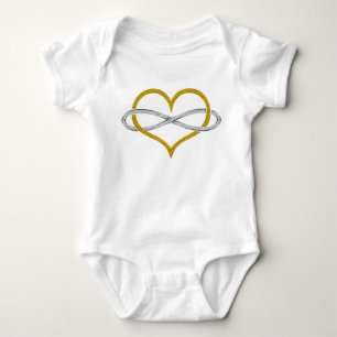 Heart Infinity Gold Silver Baby Bodysuit
