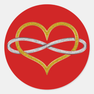 Heart Infinity Gold Silver Classic Round Sticker