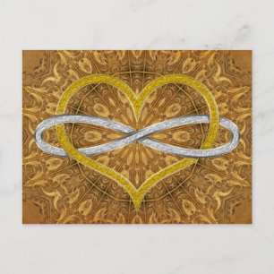 Heart Infinity Gold Silver Postcard