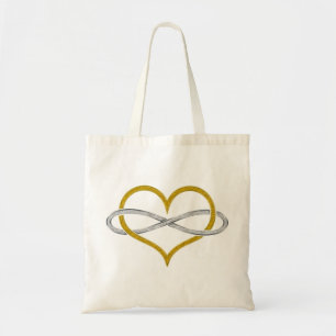 Heart Infinity Gold Silver Tote Bag