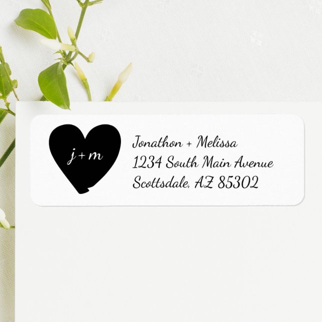 Heart Initials Wedding Invitation Return Address (Creator Uploaded)