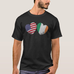 Heart Irish American Flag Patriotic Family Heritag T-Shirt
