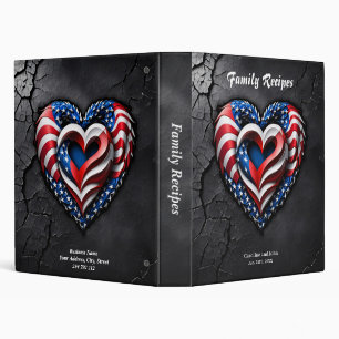 Heart is in the classic colours of the USA flag.  Binder