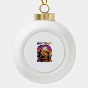 Heart Its Always Halloween Witch Cauldron Tree Moo Ceramic Ball Christmas Ornament