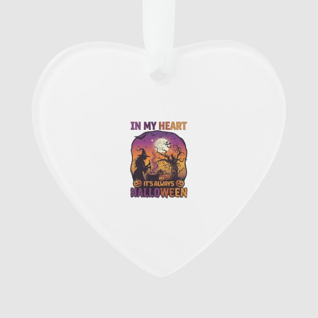 Heart Its Always Halloween Witch Cauldron Tree Moo Ornament (Front)