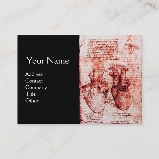 Heart, Its Blood Vessels,Cardiologist Monogram Red Business Card (Front)