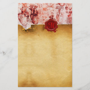 HEART & IT'S BLOOD VESSELS RED WAX SEAL PARCHMENT STATIONERY