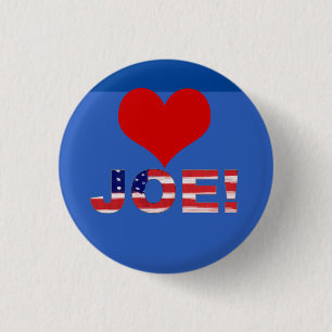 Heart JOE! On Blue With Flag 1 Inch Round Button