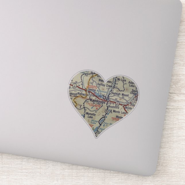 Heart Kamloops Vintage Map (Detail)