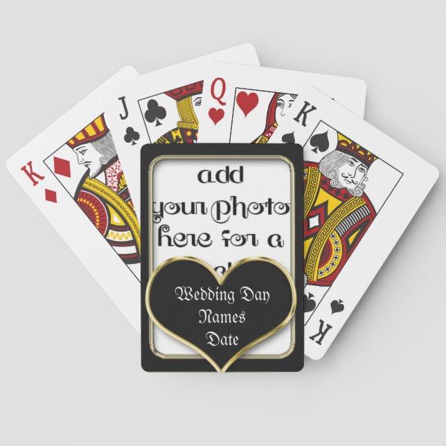 Heart Keepsake Wedding Template Playing Cards (Back)