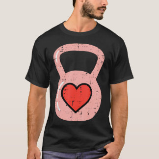 Heart Kettlebell Gym Fitness Valentines Day Men Wo T-Shirt