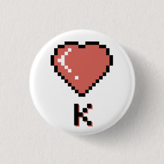 Heart King black outline 1 Inch Round Button