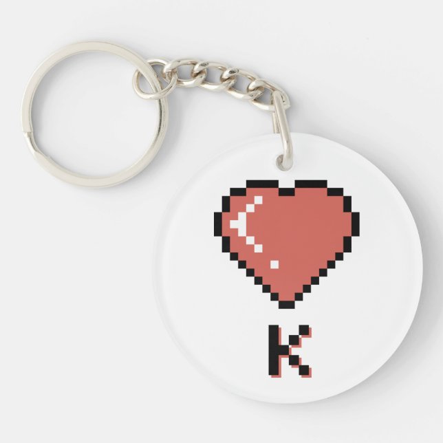 Heart King black outline Keychain (Front)