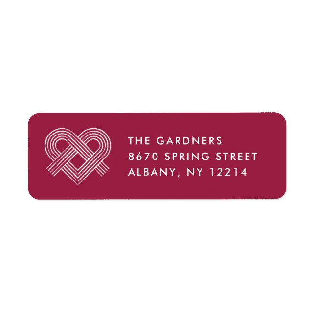 Heart Knot Valentine's Day Mailing Label - Plum (Front)