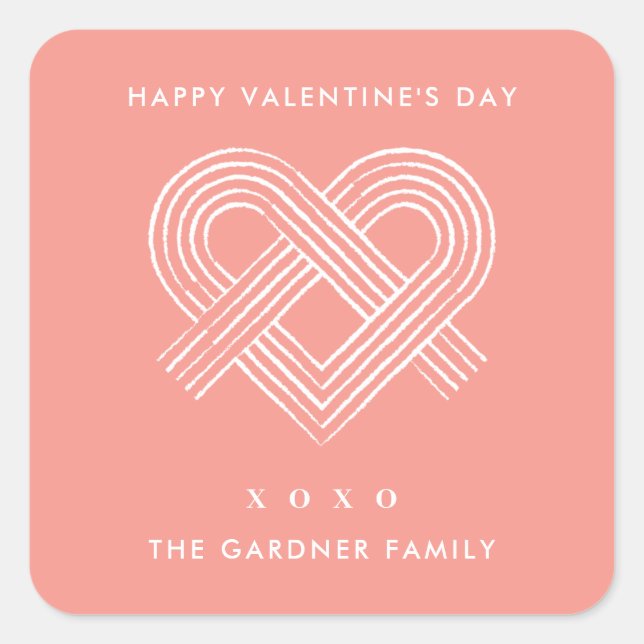 Heart Knot Valentine's Day Sticker - Peach (Front)