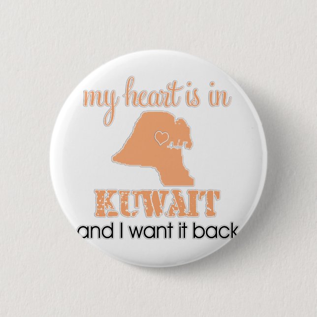 Heart Kuwait 2 Inch Round Button (Front)