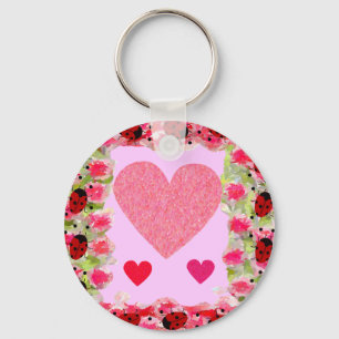 Heart Ladybugs Keychain