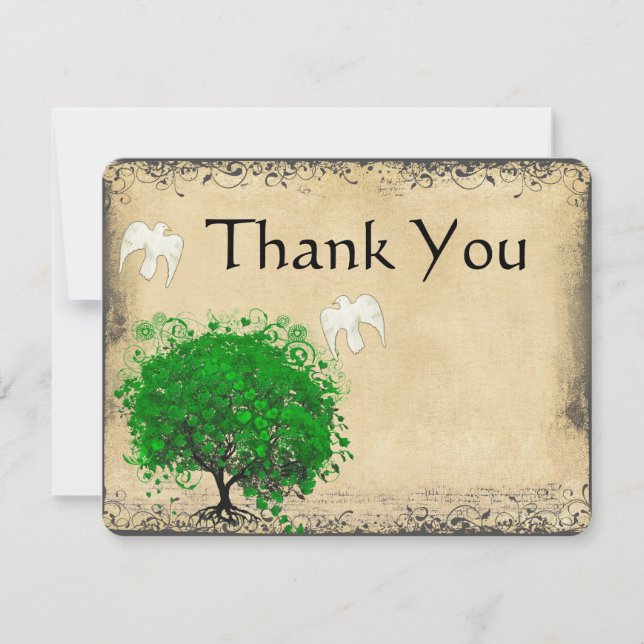 Heart Leaf Emerald Tree Dove Bird Thank You (Front)