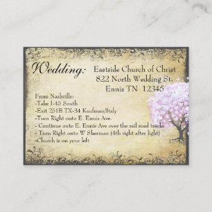 Heart Leaf Lavender Tree Direction Wedding Card