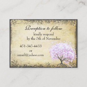 Heart Leaf Lavender Tree Direction Wedding Card
