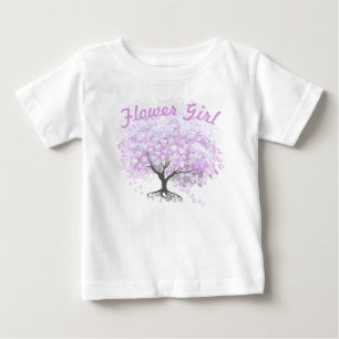 Heart Leaf Lavender Tree Vintage Bird Wedding Baby T-Shirt