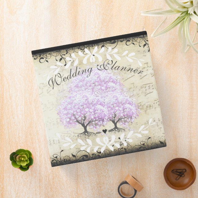 Heart Leaf Lavender Tree Vintage Bird Wedding Binder (In Situ)