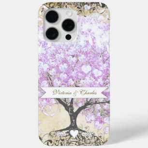 Heart Leaf Lavender Tree Vintage Bird Wedding iPhone 15 Pro Max Case