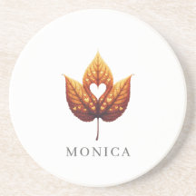 Heart Leaf Minimalist Orange Personalized