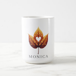 Heart Leaf Minimalist Orange Personalized Coffee Mug