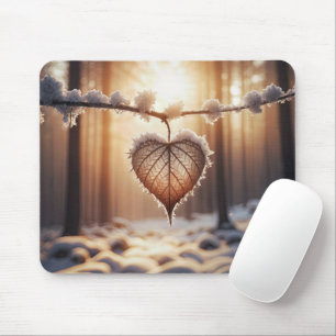 Heart Leaf On Winter Branch Mouse Pad