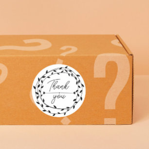 heart Leaf Wreath Thank You business parcel Classic Round Sticker