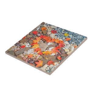 Heart Leaves Tiles art Rock Garden Autumn