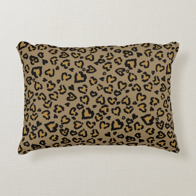 Heart Leopard Pattern in Natural Colours Accent Pillow (Front)