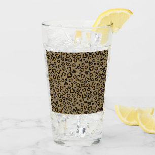 Heart Leopard Pattern in Natural Colours Glass