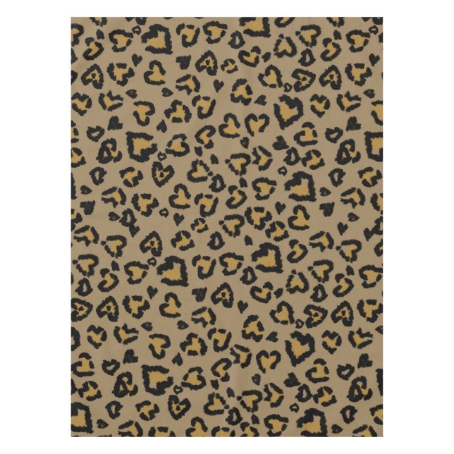 Heart Leopard Pattern in Natural Colours Tablecloth (Front)
