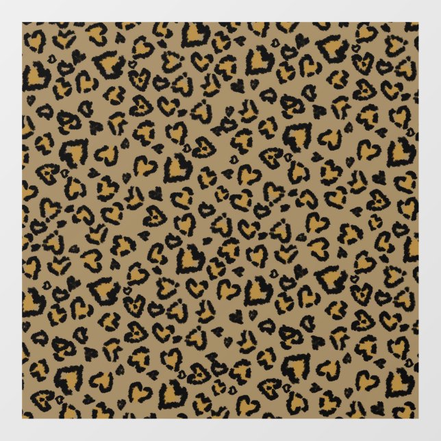 Heart Leopard Pattern in Natural Colours Window Cling (Sheet)
