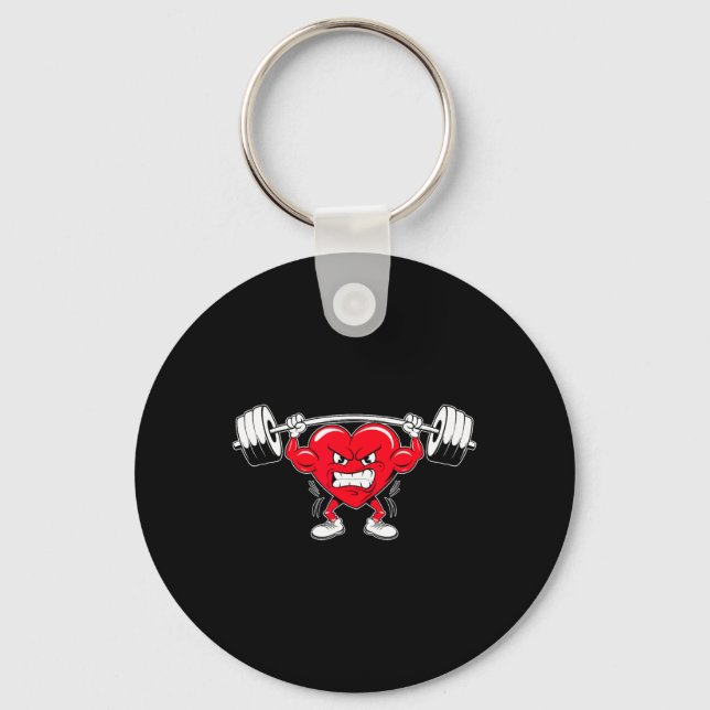 Heart Lifting Gym Workout Bodybuilding Happy Valen Keychain (Front)