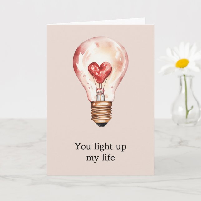 Heart Light Bulb Light Up My Life Love Card (Small Plant)