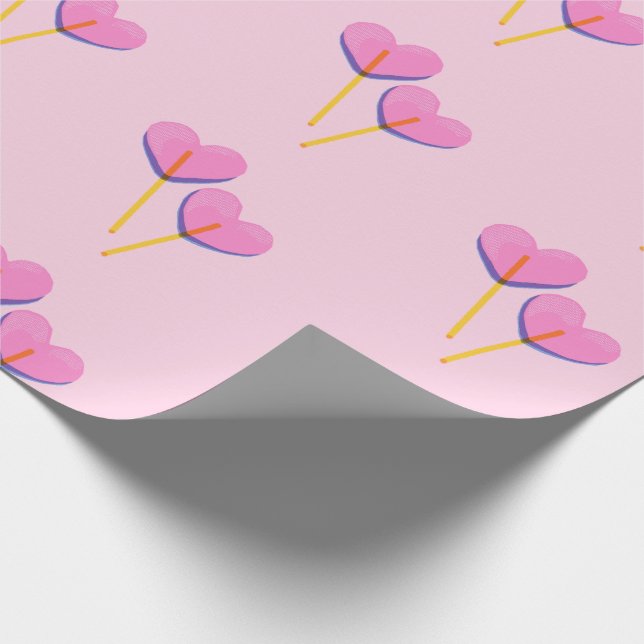 Heart Lillipop Pink Gift Wrapping Paper (Corner)