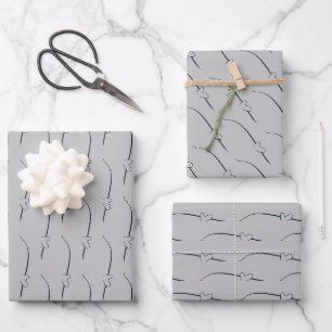 Heart Link on Silver Wedding Engagement Wrapping Paper Sheet