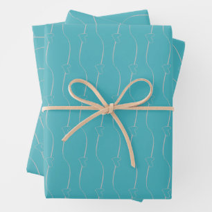 Heart Link Silver Verdigris Wedding Engagement Wrapping Paper Sheet