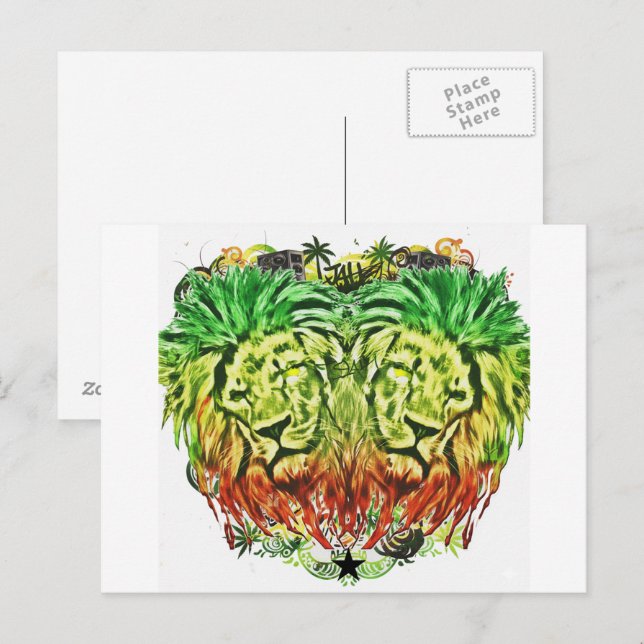 HEART LION RASTA POSTCARD (Front/Back)