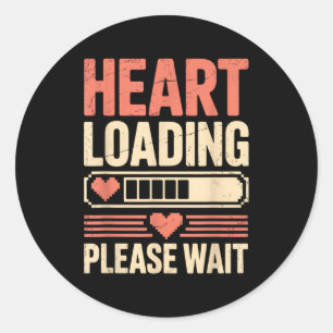 Heart Loading Please Wait Retro Xel Valentine Humo Classic Round Sticker