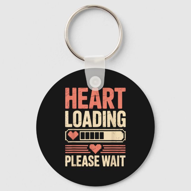 Heart Loading Please Wait Retro Xel Valentine Humo Keychain (Front)